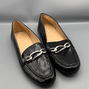 Calvin Klein Lenika 2 Black Patent Faux Croc Flats